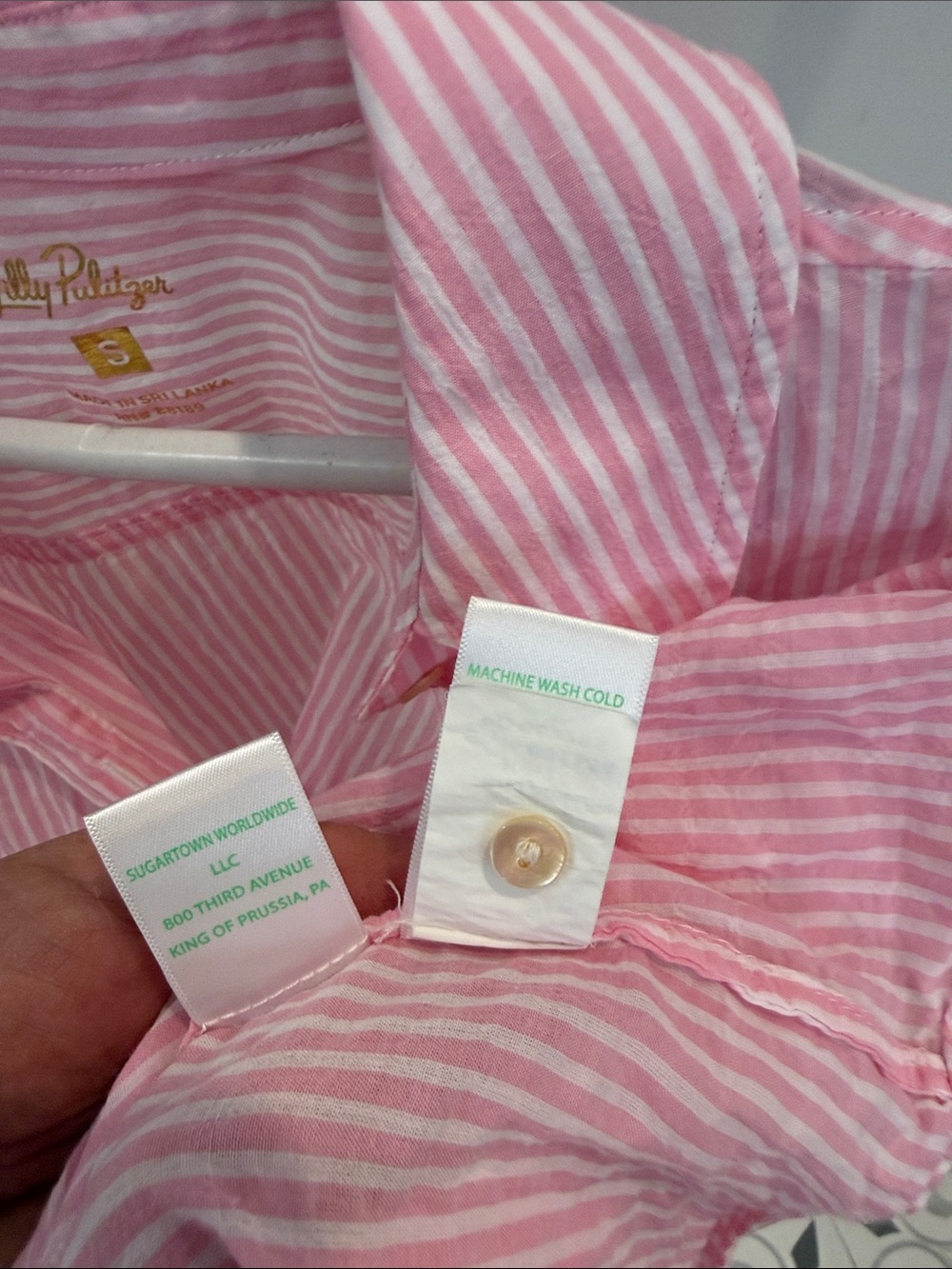 Lilly Pulitzer sea viewPink Striped Button-Down Shirt with Patch Pockets - Women - Picture 5 of 5